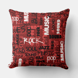 Red Rock Pop R & B Music Text Throw Pillow