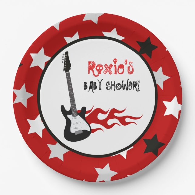 Red Rock Star Rock-a-Bye Paper Plates (Front)