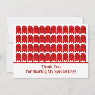 Red Rocket Ship Birthday Party Thank You Card