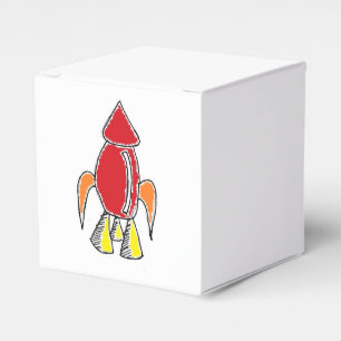 Red Rocket Ship Spaceship Cute Cartoon Favour Box