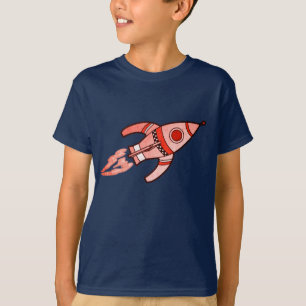 Red rocket space boys black t-shirt