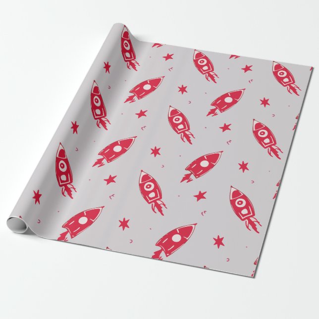 Red Rockets Wrapping Paper (Unrolled)