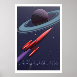 Red Rocketship Poster