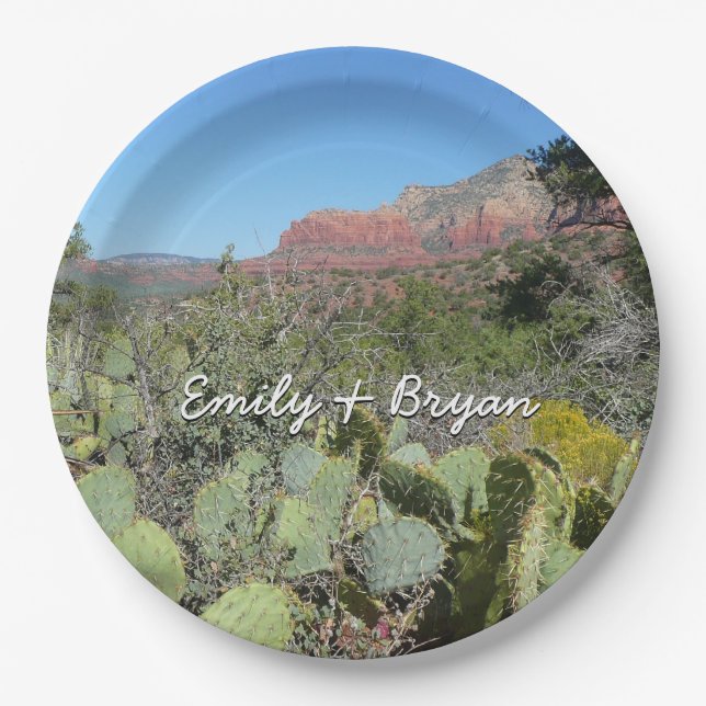 Red Rocks and Cacti I Paper Plate (Front)