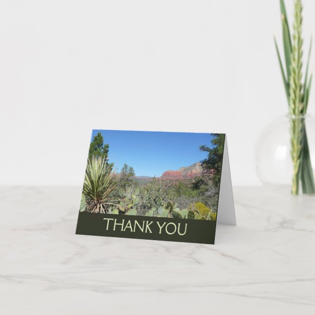 Red Rocks and Cacti I Thank You Card (Front)