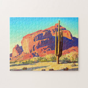 Red Rocks and Cactus, 1945 by Maynard Dixon Jigsaw Puzzle