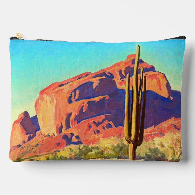 Red Rocks and Cactus by Maynard Dixon Accessory Pouch (Front)