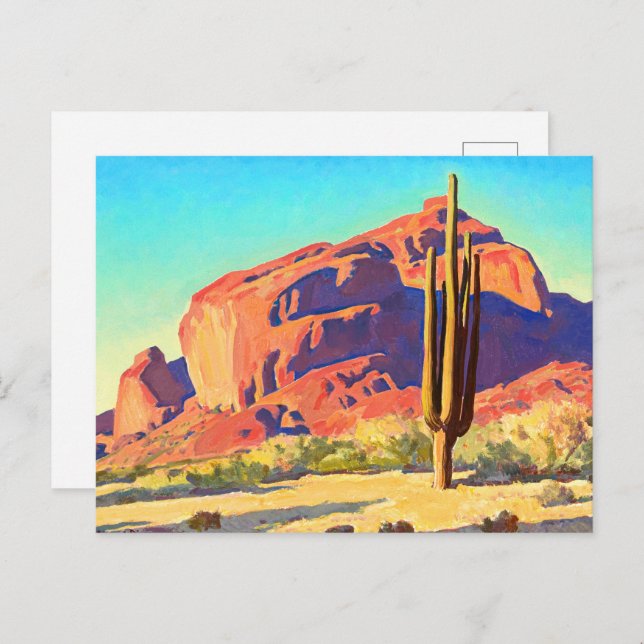 Red Rocks and Cactus by Maynard Dixon Invitation Postcard (Front/Back)