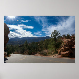 Red Rocks and the Rocky Mountains Poster