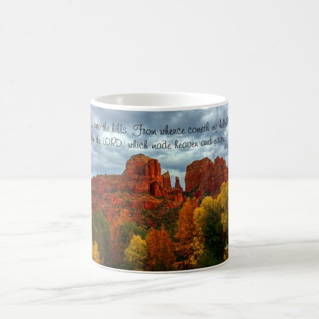 Red Rocks Of Sedona Arizona With Fall Colours Coffee Mug (Center)