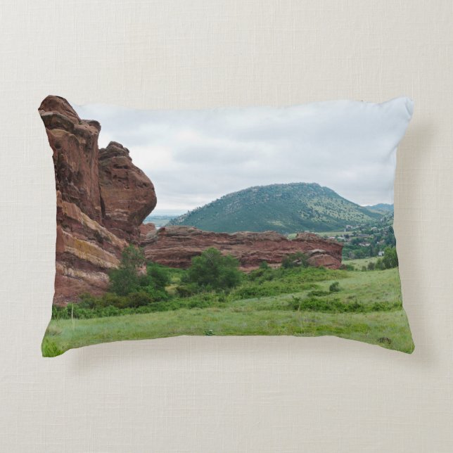 Red Rocks Park and Mountain Range Decorative Cushion (Front)