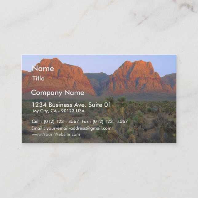 Red Rocks Right At Sunrise Business Card (Front)