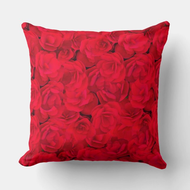 Red Romantic Floral Cushion (Front)