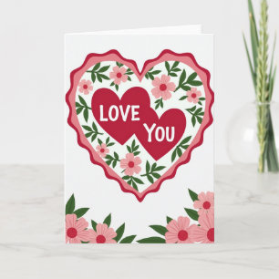 Red Romantic Love You Heart Card