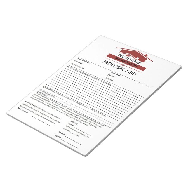 Red Roof Proposal Form Notepad (Angled)