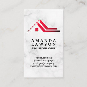 Red Roof Real Estate Logo Marble Appointment Card