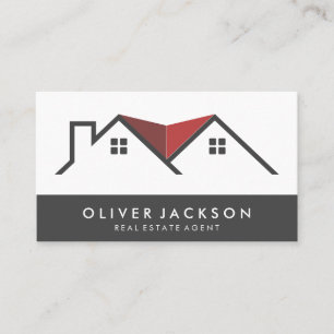 Red Roof   Residential   Real Estate Agent Business Card