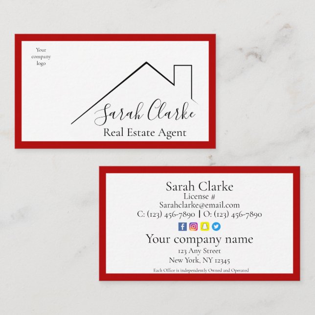 Red Roof Top  Business Card (Front/Back)