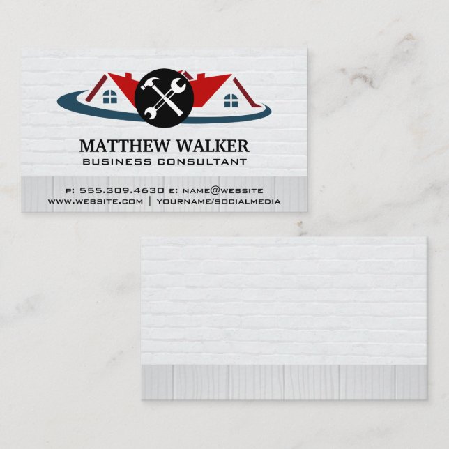 Red Roof Top Home | Hardware Tools Business Card (Front/Back)