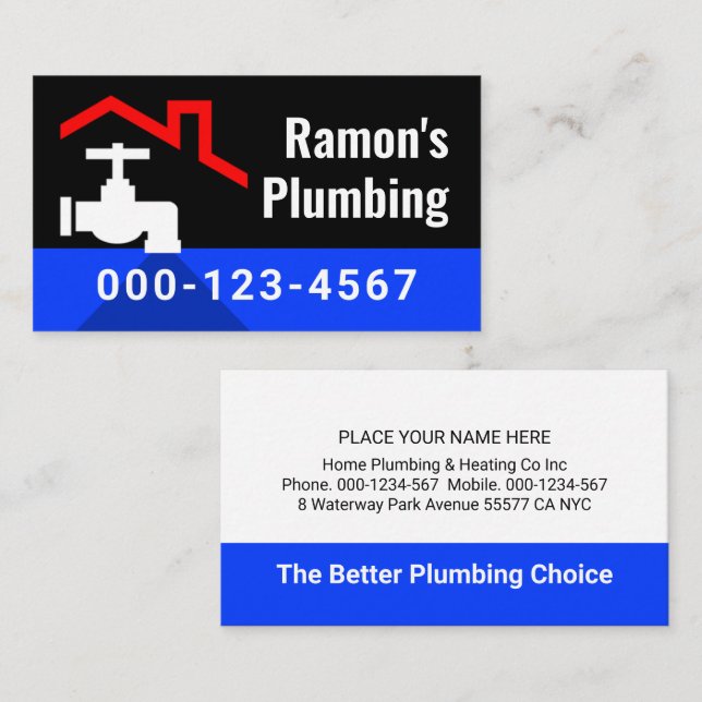 Red Roof With Leaking Faucet Business Card (Front/Back)