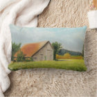 Red-Roofed Barn in the Meadow Lumbar Pillow