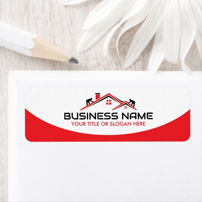 Red Roofers Professional Roofing Service Return Address Label (Insitu)
