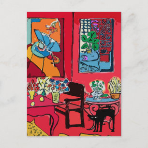 Red Room with black cat Postcard