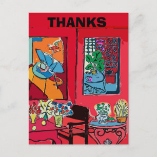 Red Room with black cat Postcard