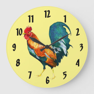 Red Rooster Bird Animal Clock