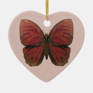 Red Rooster Butterfly Ceramic Ornament