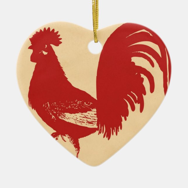 Red Rooster Ceramic Tree Decoration (Front)