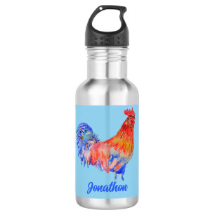 Red Rooster Chicken Boys Mens Water Bottle