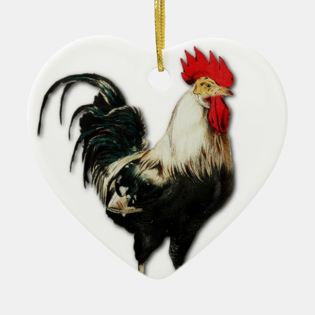 Red Rooster Chicken Customise Ceramic Tree Decoration (Front)