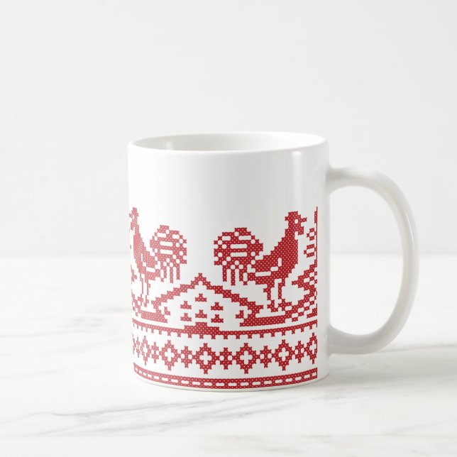 Red Rooster cross-stitch Coffee Mug (Right)