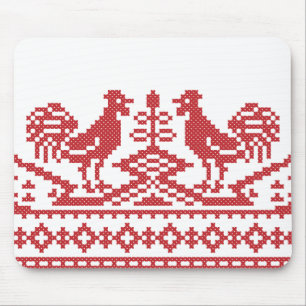 Red Rooster cross-stitch Mouse Pad