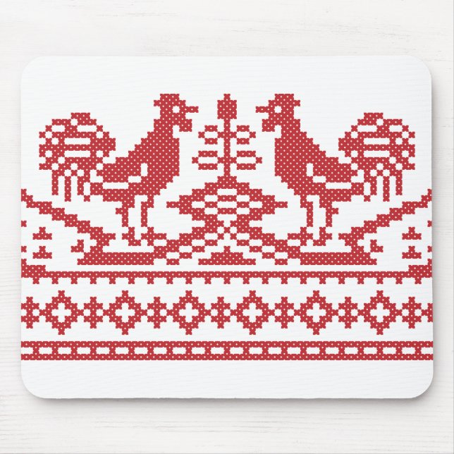 Red Rooster cross-stitch Mouse Pad (Front)