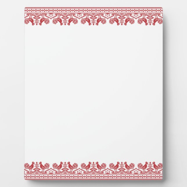 Red Rooster cross-stitch Plaque (Front)