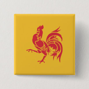 Red Rooster (Flag of Wallonia) 15 Cm Square Badge