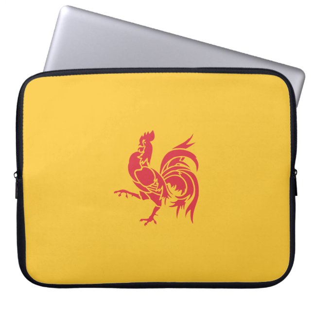 Red Rooster (Flag of Wallonia) Laptop Sleeve (Front)