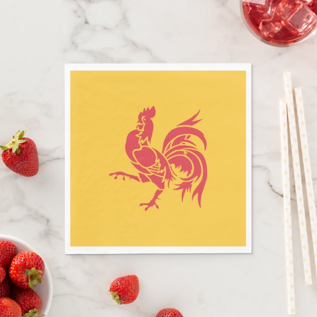 Red Rooster (Flag of Wallonia) Napkin (Insitu)