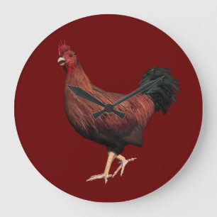 Red Rooster Large Clock