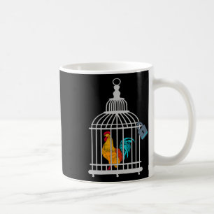 Red Rooster Male Chastity Chicken In Cage Coffee Mug