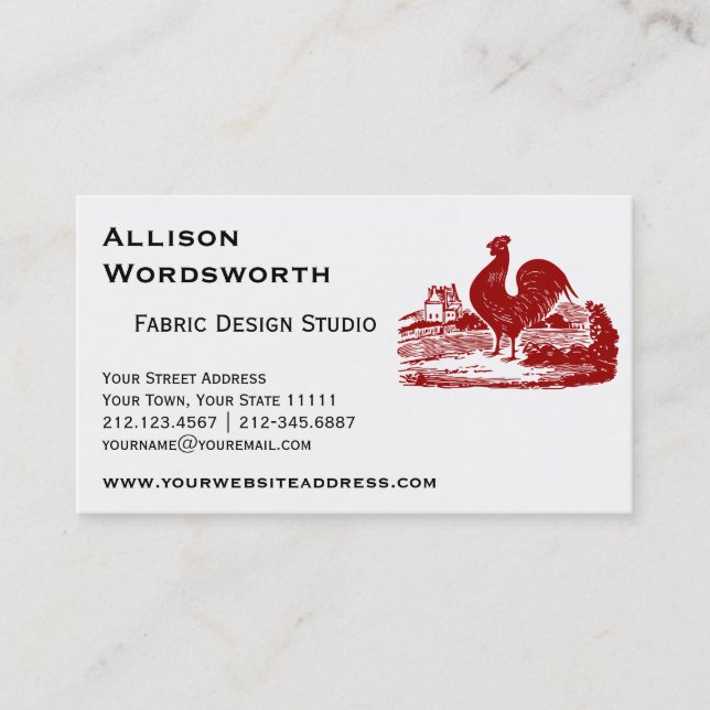 Red Rooster Old Farmhouse Vintage Business Card (Front)