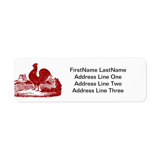 Red Rooster Old Farmhouse Vintage Return Address Label
