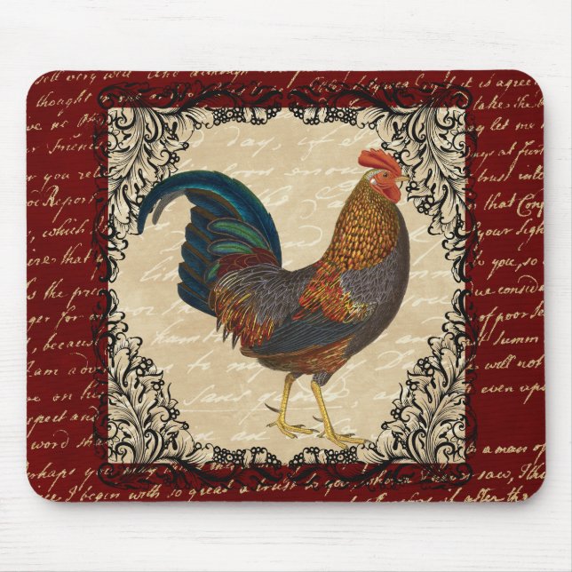 Red Rooster Vintage Mouse Pad (Front)