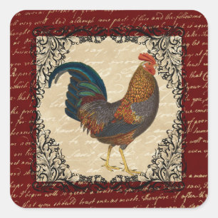 Red Rooster Vintage Square Sticker