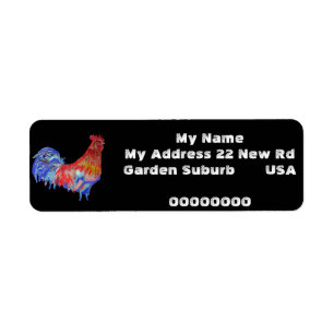 Red Rooster Watercolour Return Address Labels