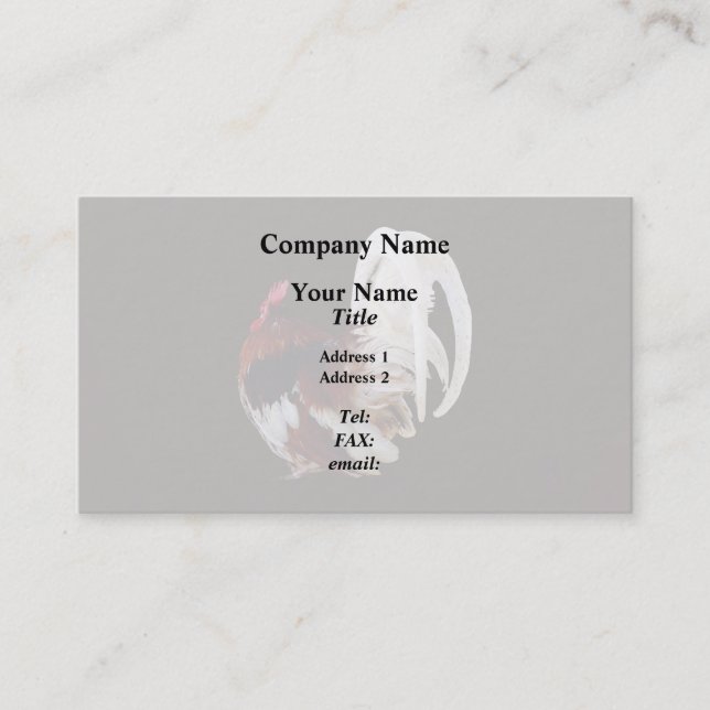 Red Rooster With White Tail Feathers Business Card (Front)