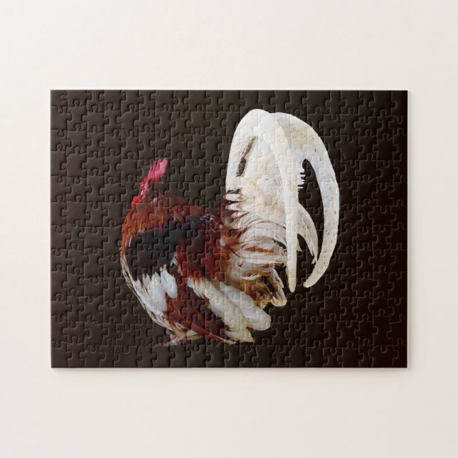 Red Rooster With White Tail Feathers Jigsaw Puzzle (Horizontal)