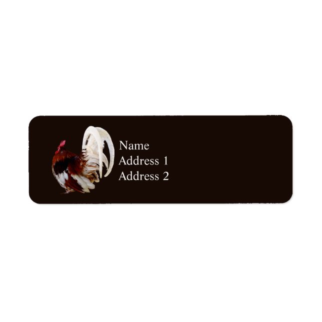 Red Rooster With White Tail Feathers Return Address Label (Front)